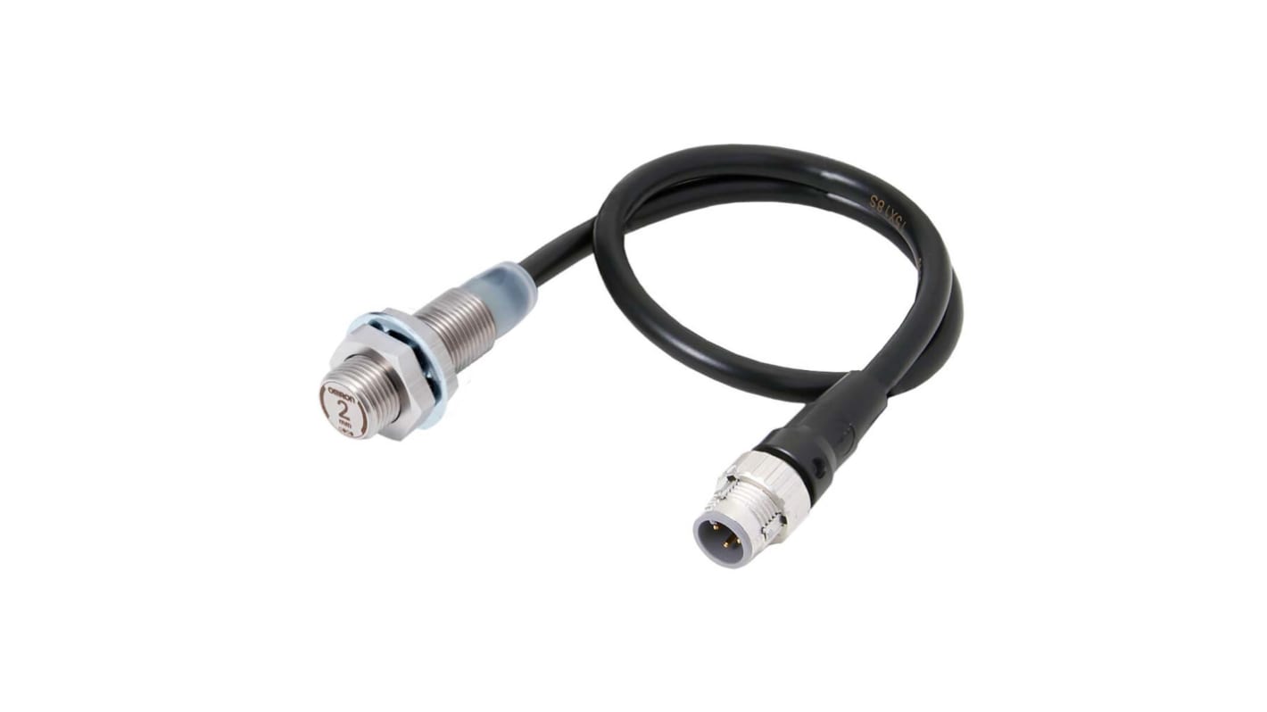 Omron Inductive Barrel-Style Proximity Sensor, M12 x 1, 2 mm Detection, PNP Output, 10 → 30 V, IP67