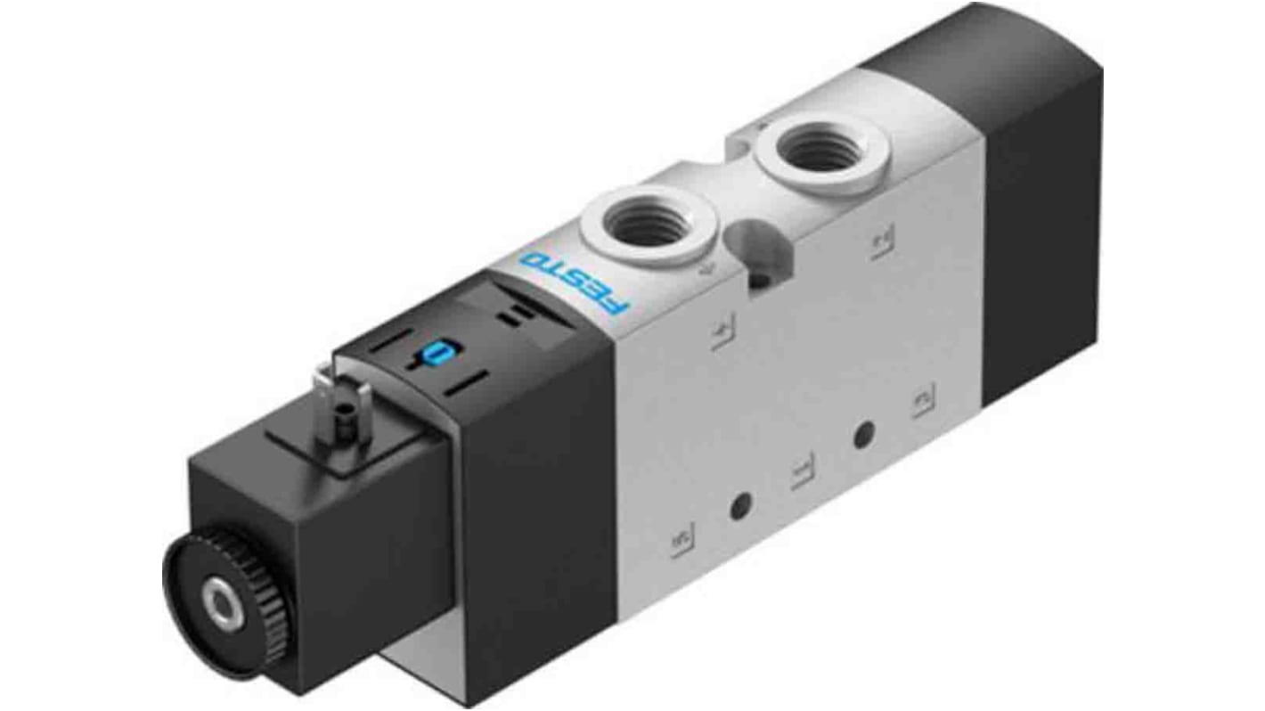 Válvula de solenoide Festo, Serie VUVS, Rosca G 1/4, Función 5/2 Monostable, Sistemas eléctricos, Colector, 1300l/min