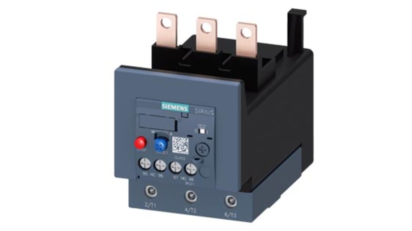 Siemens SIRIUS 3RU2 Thermal Overload Relay, 77 A F.L.C, 3 A Contact Rating, 21 W, 690 Vac, 3P, SIRIUS