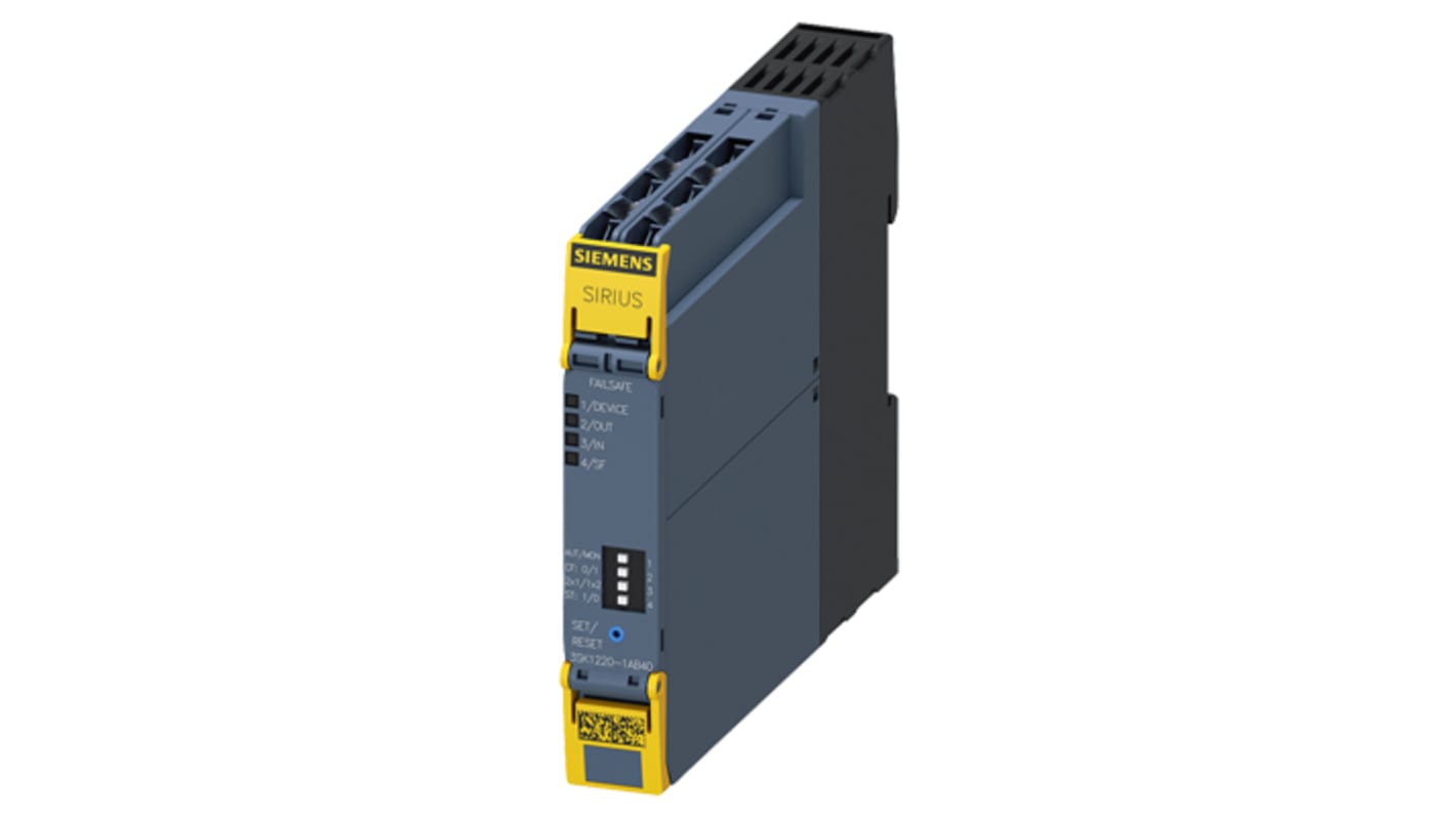 Relè di sicurezza Siemens 3SK1, 24V cc, 1 canale, 3 contatti di sicurezza