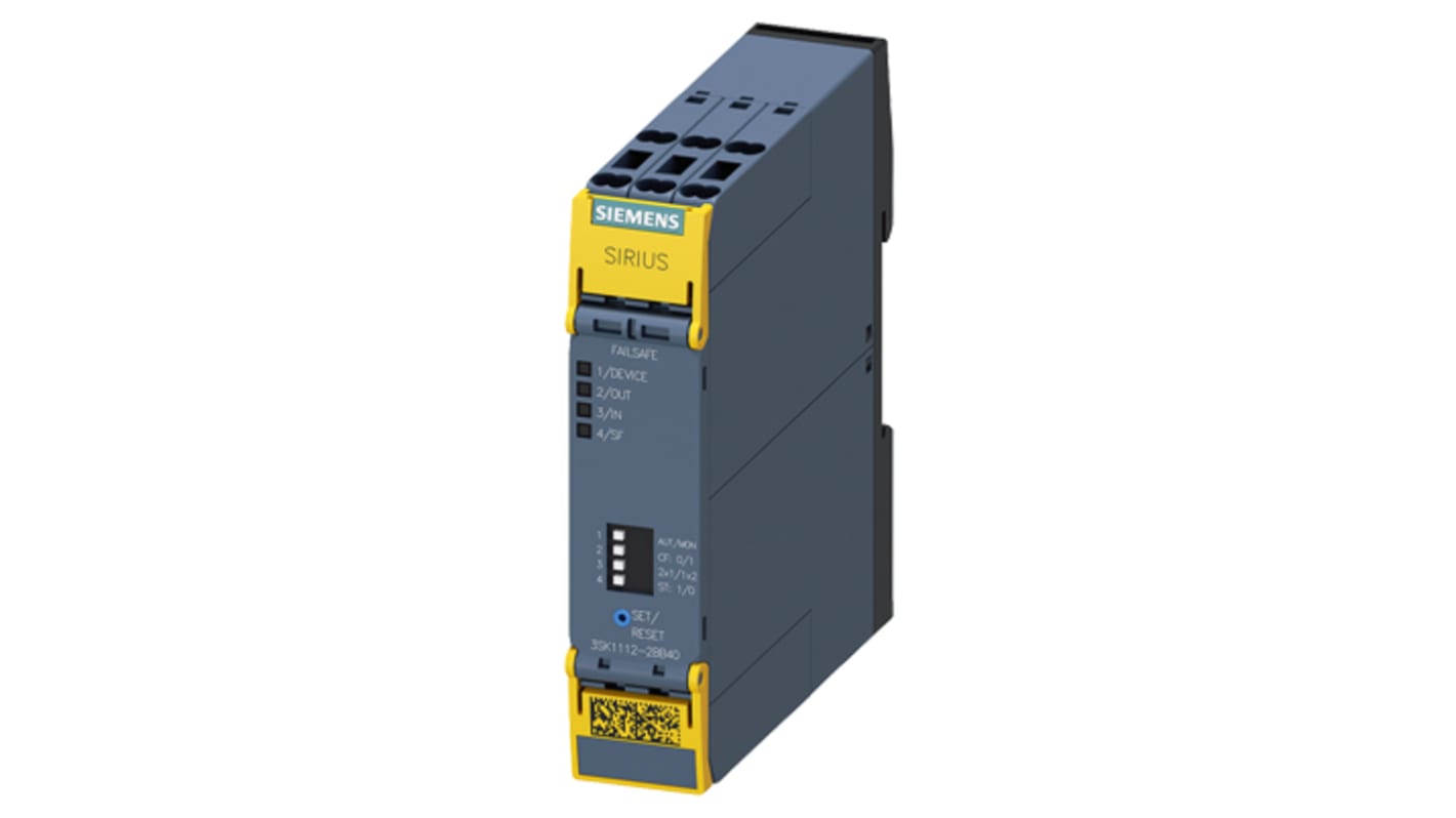 Relé de seguridad Siemens SIRIUS 3SK1 de 1 canal, para Control de seguridad, 24V dc