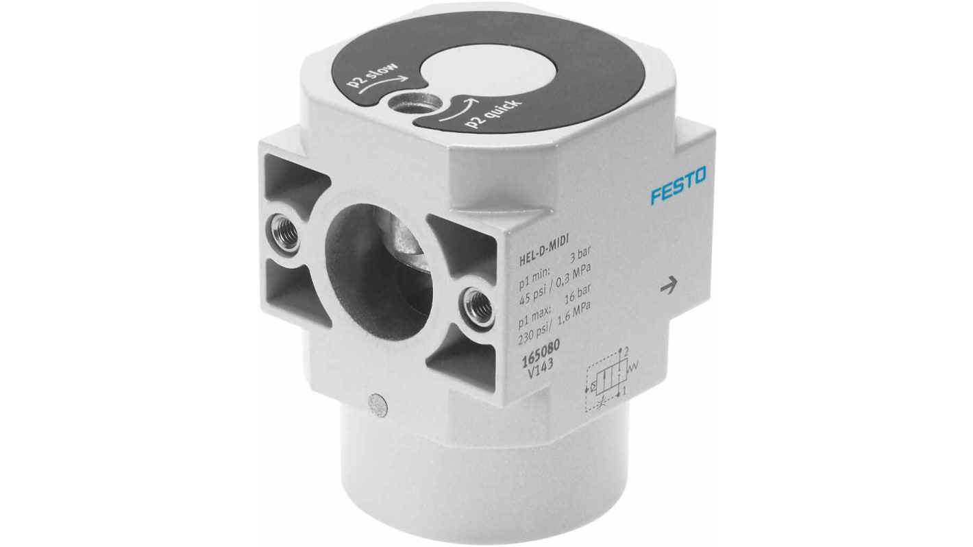 Festo 手動バルブ 手動, ポート数：2, G 3/8, HEL-D-MINI