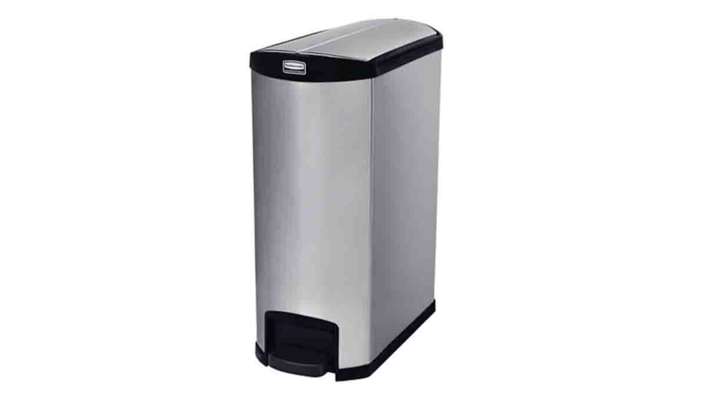 Rubbermaid Commercial Products Slim Jim 90L Black Pedal Galvanised Steel Waste Bin