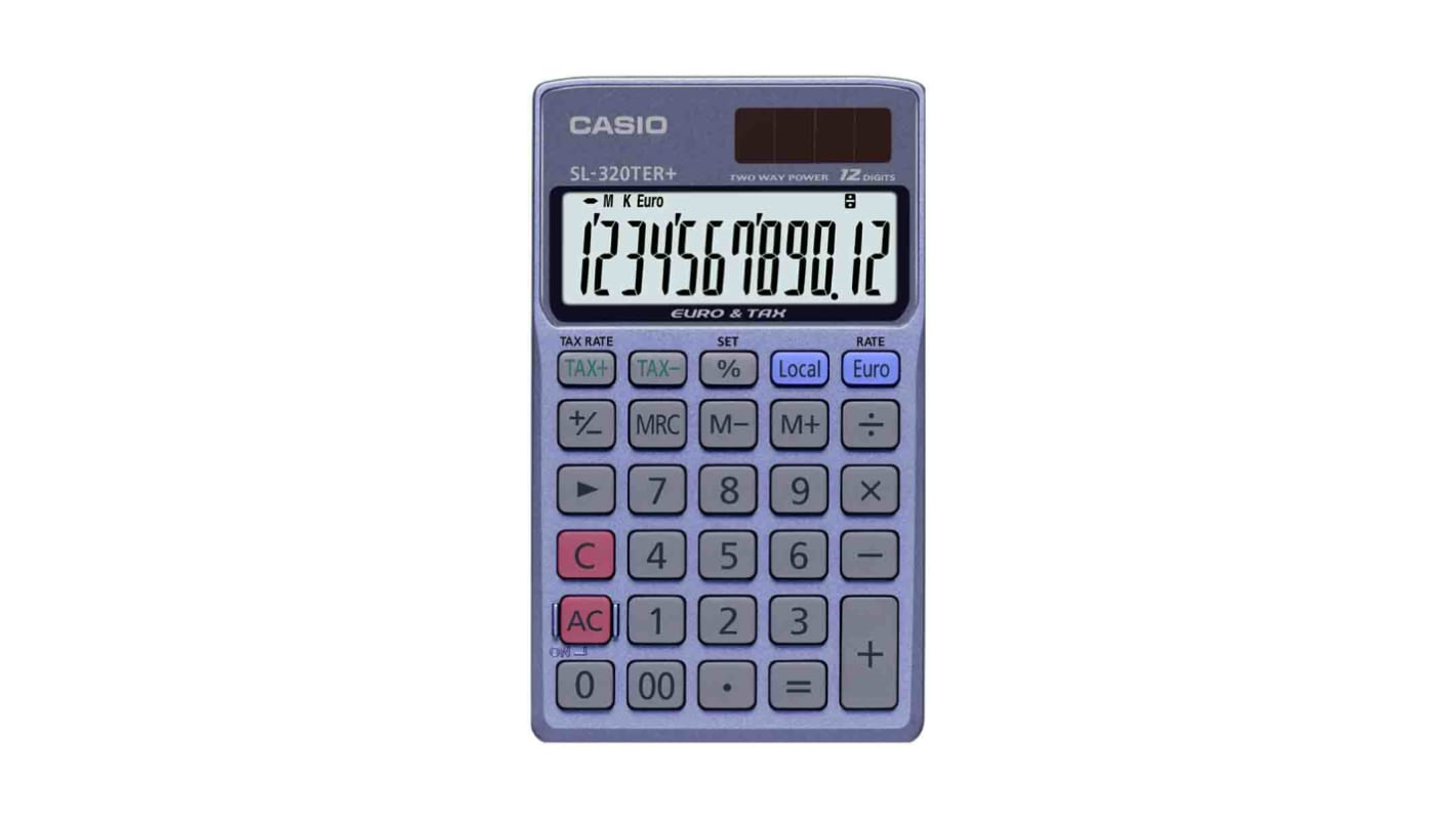 Casio 财务计算器, LR54电池, 内含电池, 1行显示, 12字符/行, SL-320TER+