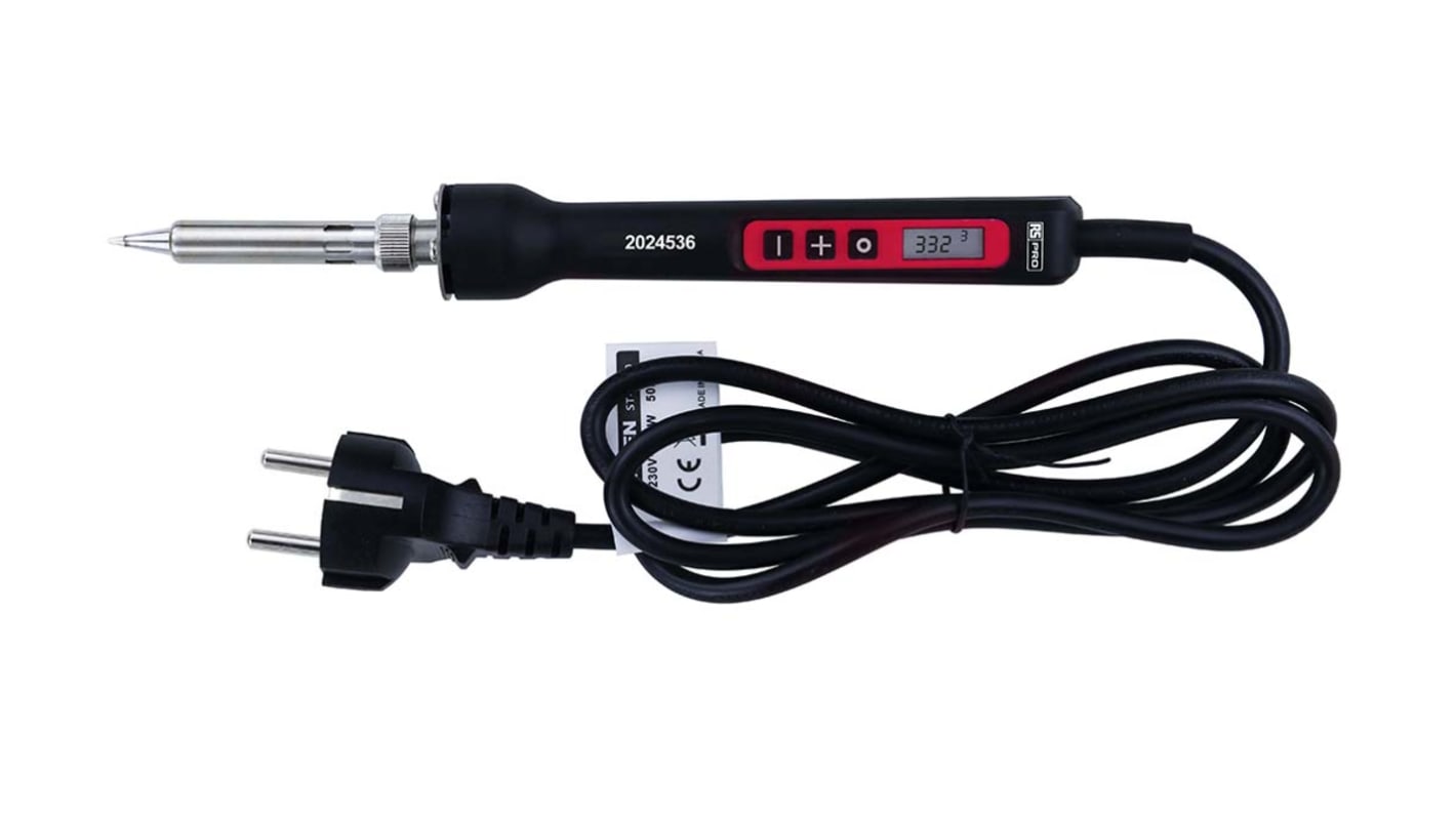 RS PRO RS PRO, Elektrisk 230V Loddekolbe, 80W, Type F - Schuko-stik med UK konverter