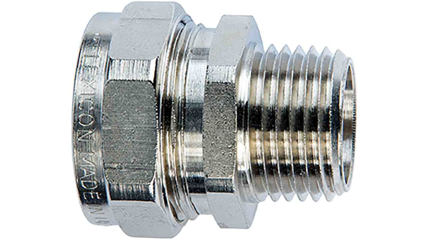 Racor para conducto Flexicon, Conexión roscada externa fija de Latón, tamaño nom. 20mm, rosca M20, IP68