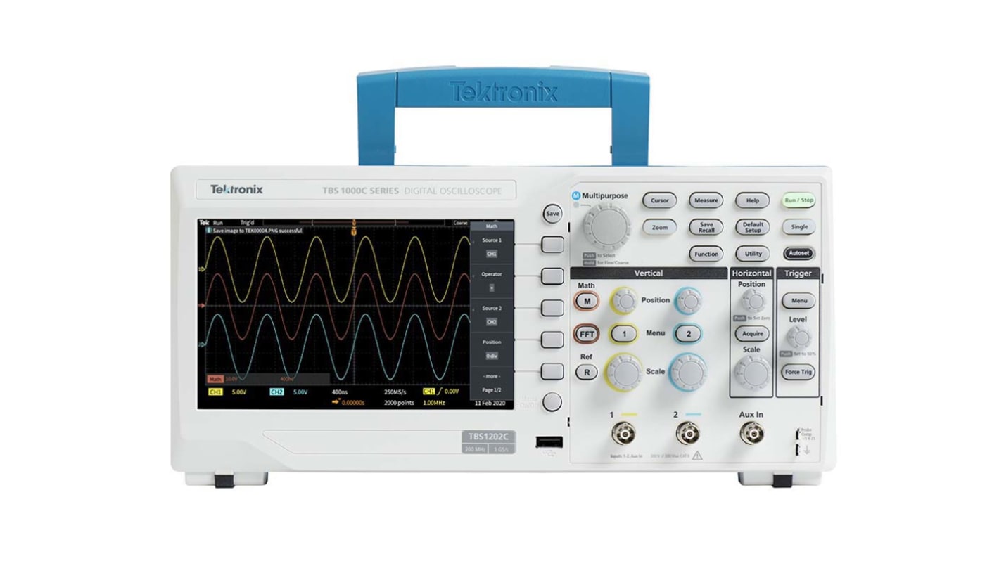 Tektronix TBS1052C TBS1000C Series, 50MHz Bench Oscilloscope, 2 Analogue Channels - RS Calibrated