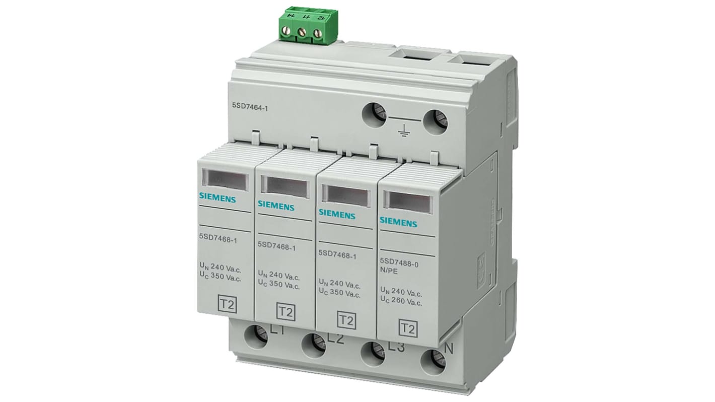 Siemens 1 Phase Surge Protector, 40kA, DIN Rail Mount