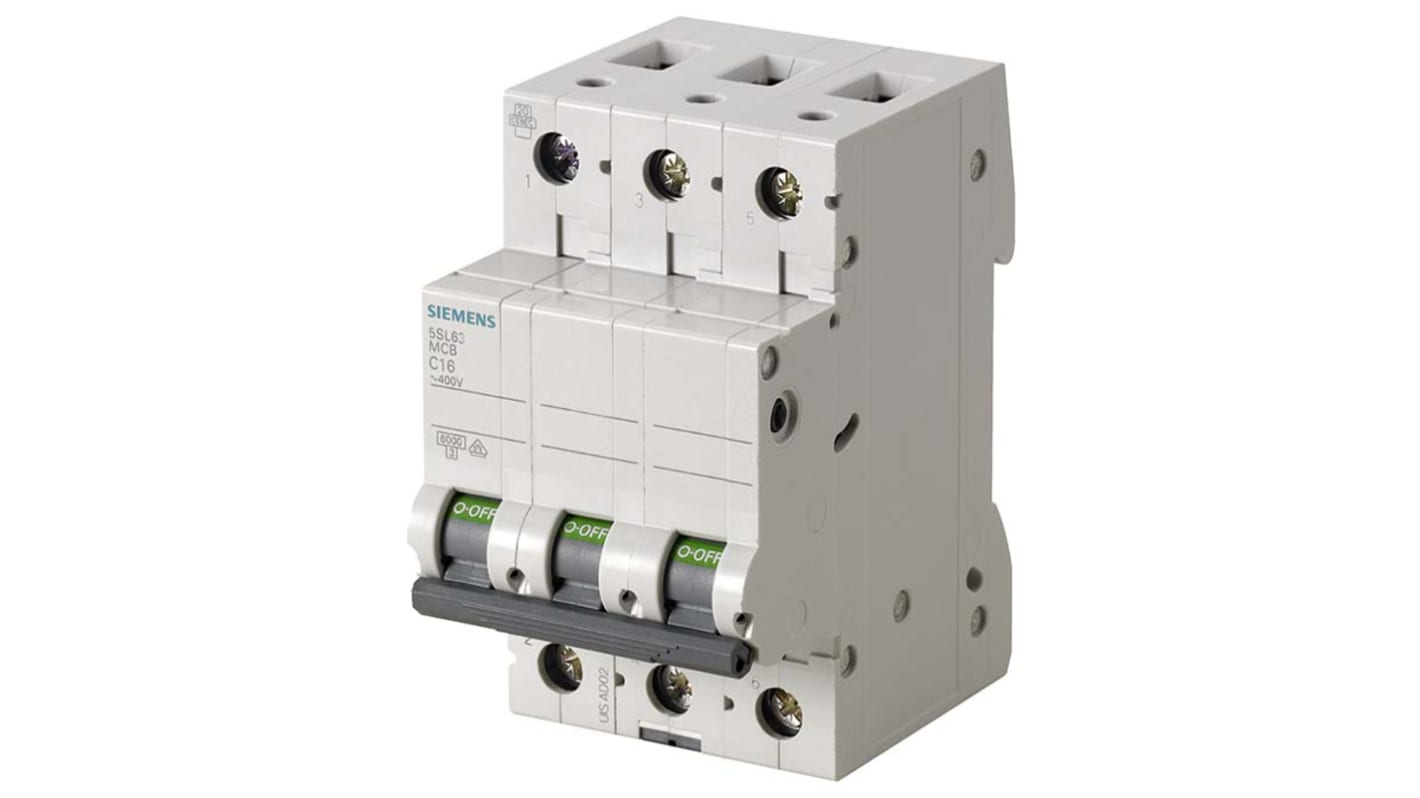 Siemens SENTRON 5SL6 MCB, 3P, 6A Curve C, 6 kA Breaking Capacity