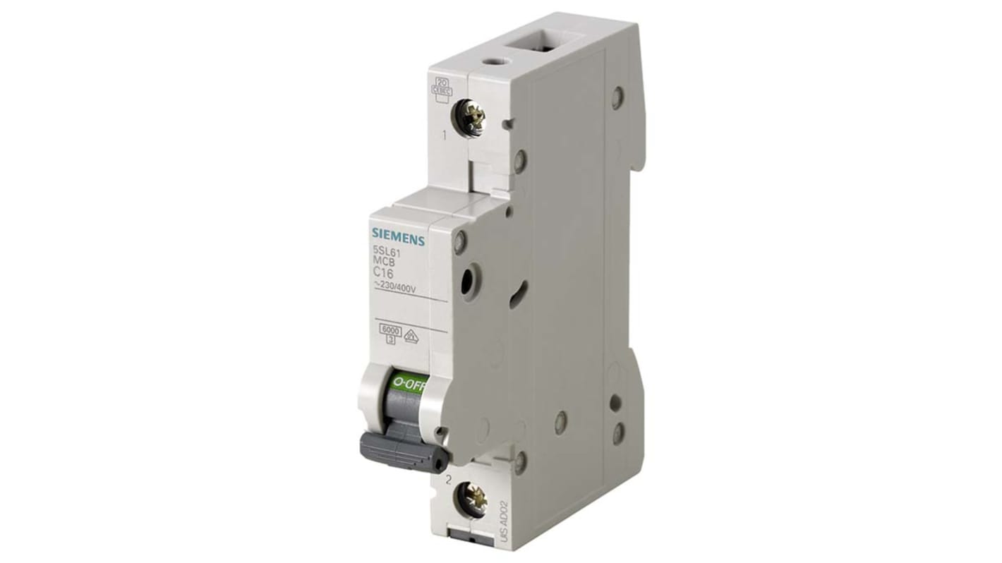 Siemens SENTRON 5SL6 MCB, 1P, 2A Curve C, 6 kA Breaking Capacity