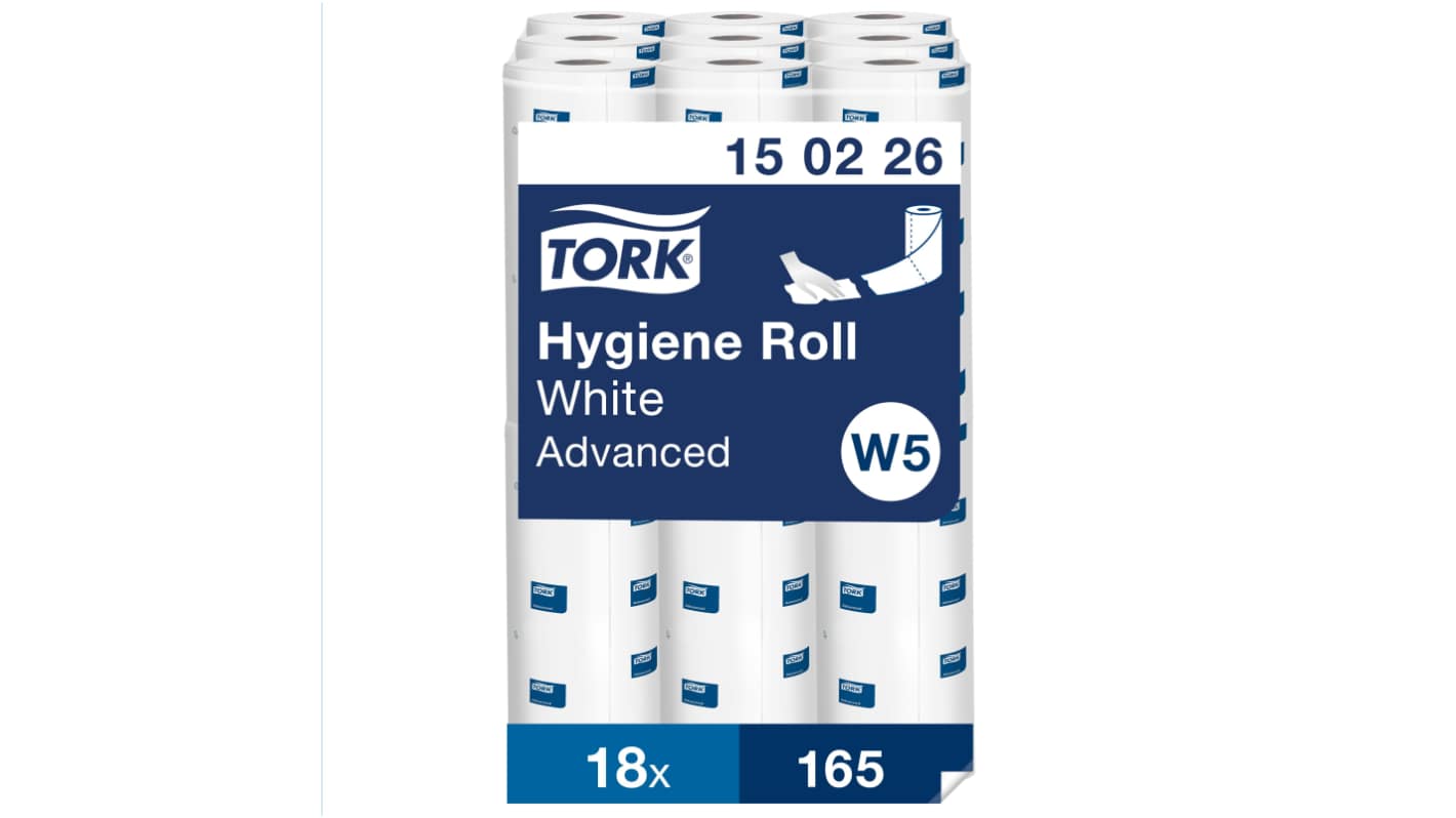 Toalla de Papel Tork HYGIENE / Rollo Blanco de 2 capas, 165 Hojas de 54500 x 250mm