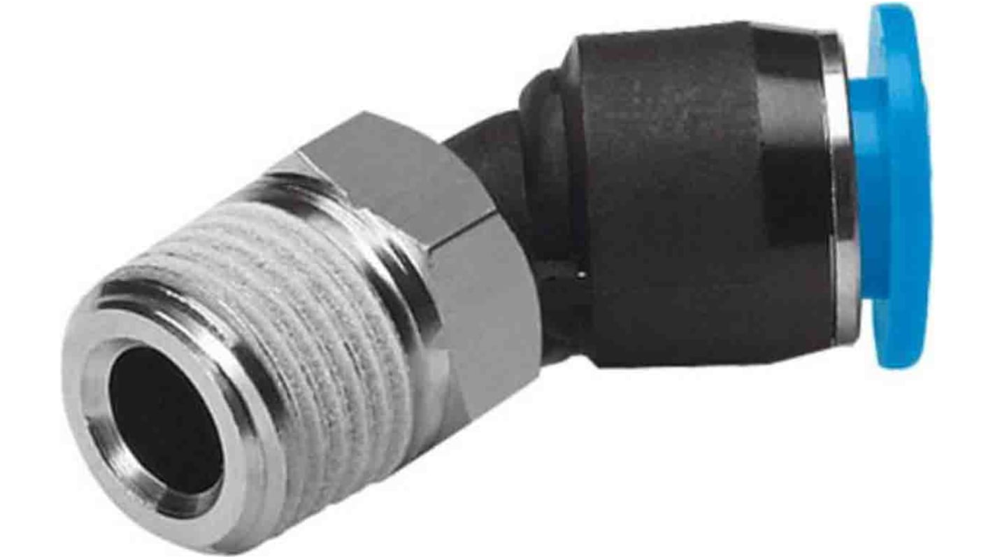 Festo Elbow Threaded Adaptor, R 1/4 Male to Push In 10 mm, Threaded-to-Tube Connection Style, 130601