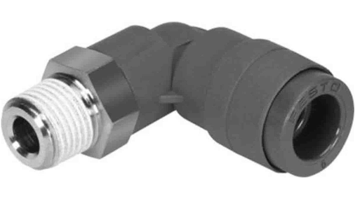 Festo Elbow Threaded Adaptor, R 1/8 Male to Push In 8 mm, Threaded-to-Tube Connection Style, 160512