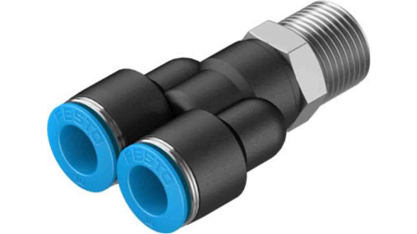 Festo Y Threaded Adaptor, Push In 10 mm to Push In 10 mm, Threaded-to-Tube Connection Style, 153145