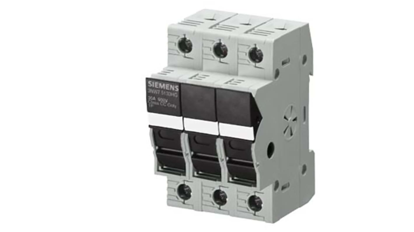 Siemens 30A Rail Mount Fuse Holder for Class CC Fuse, 3P, 600V ac