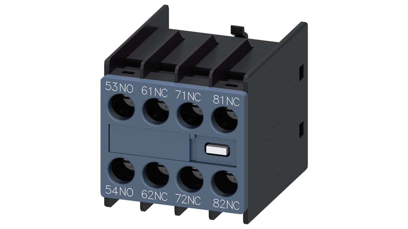 Siemens Auxiliary Contact, 4 Contact, 1NO + 3NC, Snap-On, SIRIUS 3RH2911