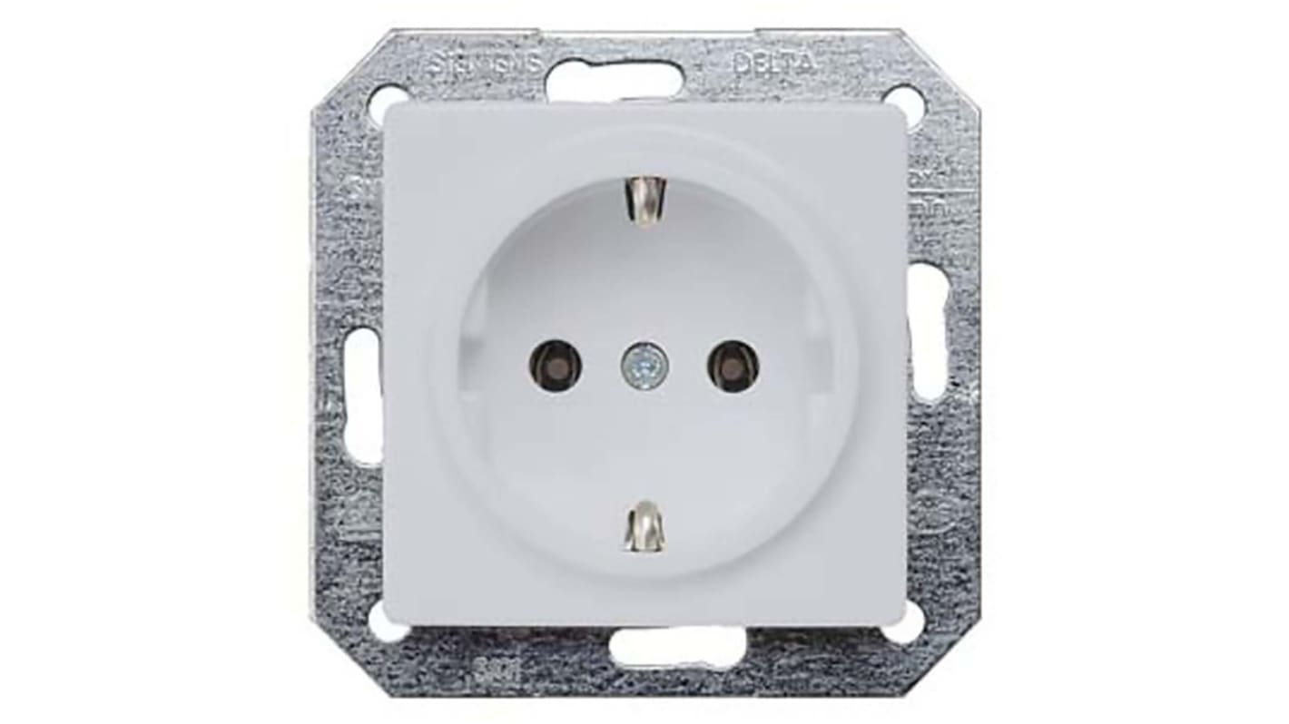 Siemens 1 Gang Electrical Socket, 2 Poles, 16A, Schuko, Indoor Use