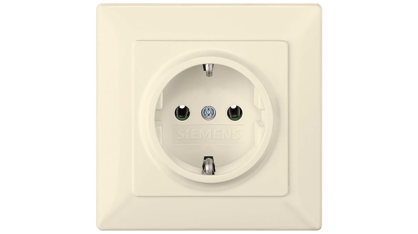 Siemens 1 Gang Plug Socket, 16A, Schuko, Indoor Use