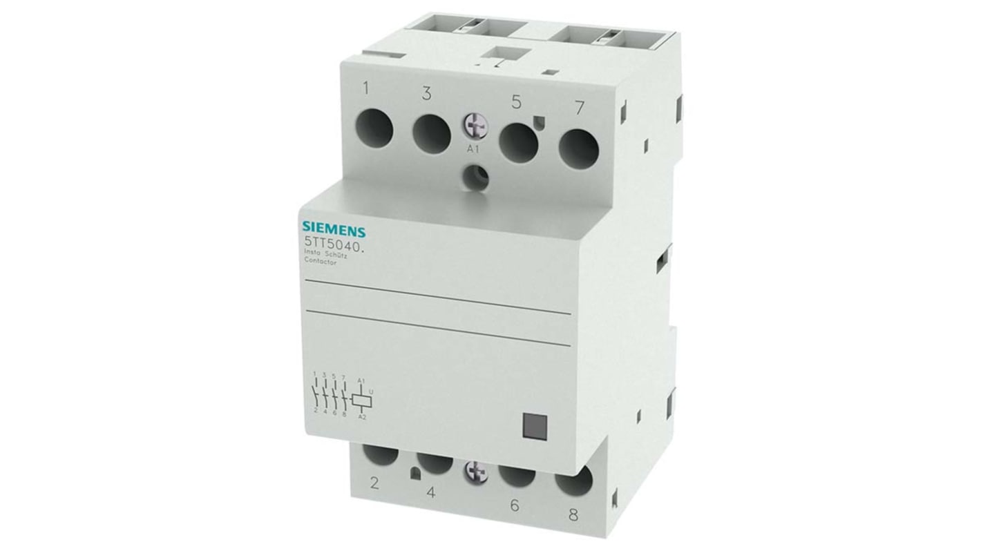 Siemens SENTRON 5TT INSTA Contactor, 230 V ac Coil, 4-Pole, 40 A, 4NO