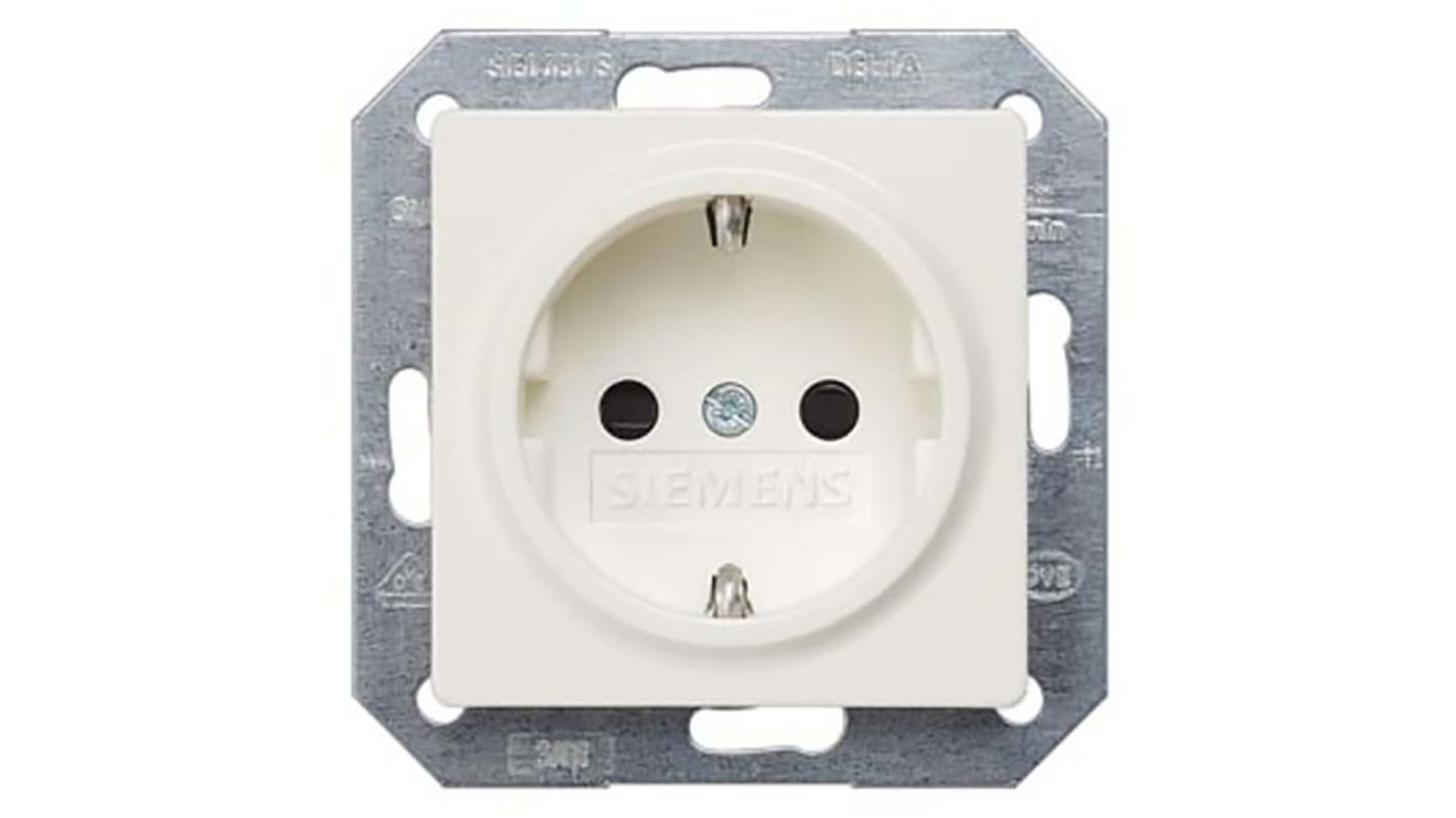 Siemens White 1 Gang Electrical Socket, 2 Poles, 16A, Schuko, Indoor Use