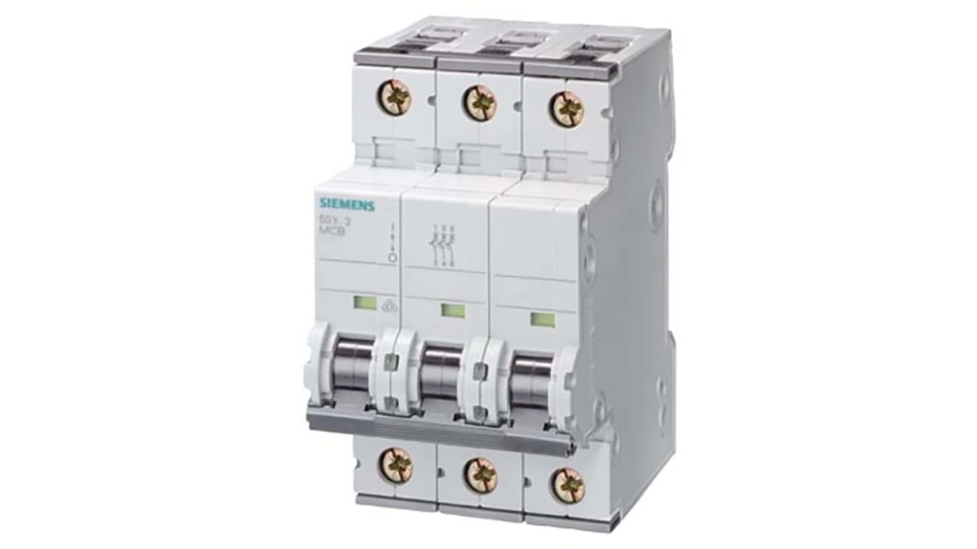 Siemens SENTRON 5SY6 MCB, 3P, 10A Curve B, 6 kA Breaking Capacity