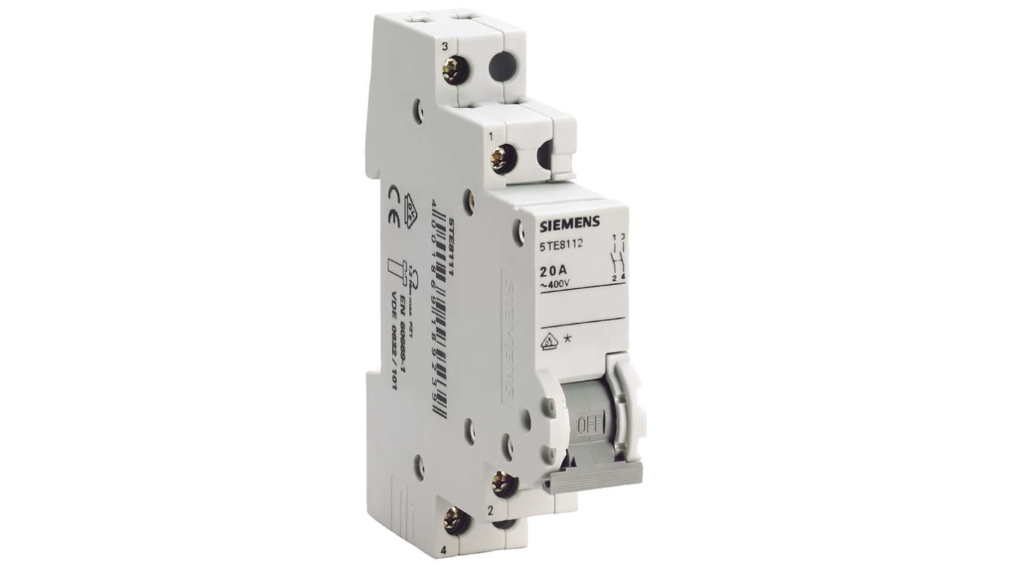 Siemens 1P Pole Isolator Switch - 20A Maximum Current