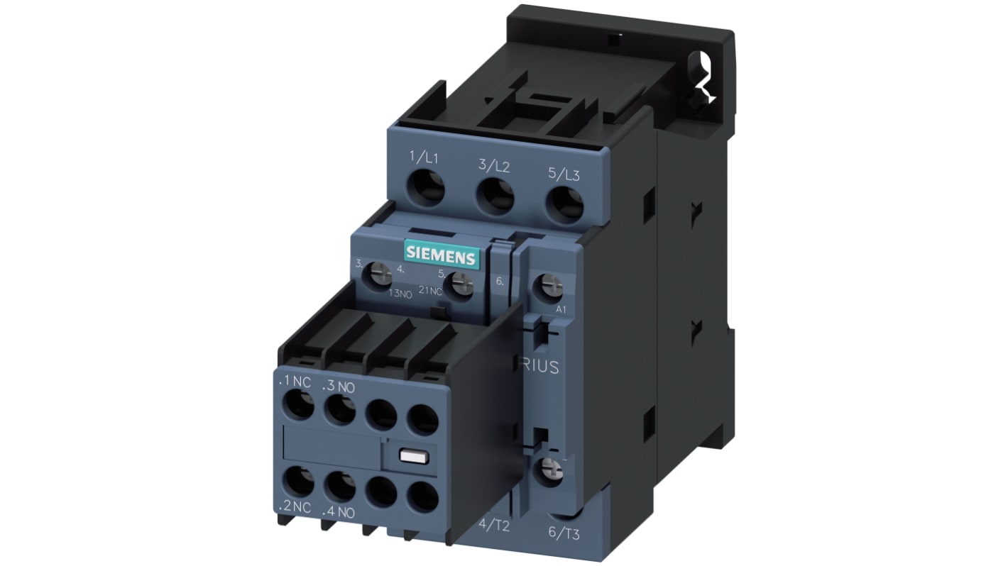 Siemens SIRIUS 3RT Size S0, 3RT2 Contactor, 230 V ac Coil, 3-Pole, 9 A, 4 kW, 2NO + 2NC