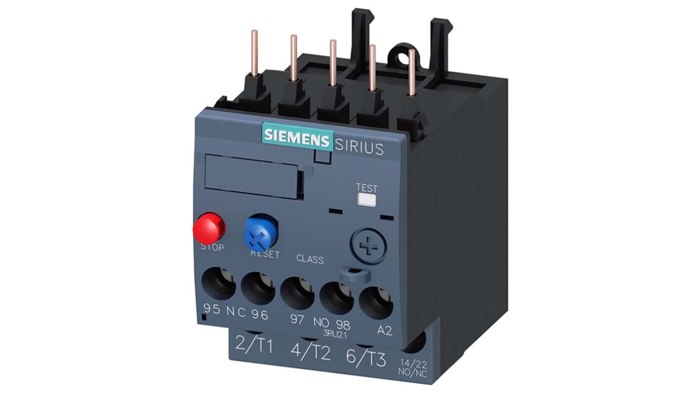 Siemens 0.25 kW热继电器, 触点1 A, 1 常开 + 1 常闭, 3P, SIRIUS 3RU2系列