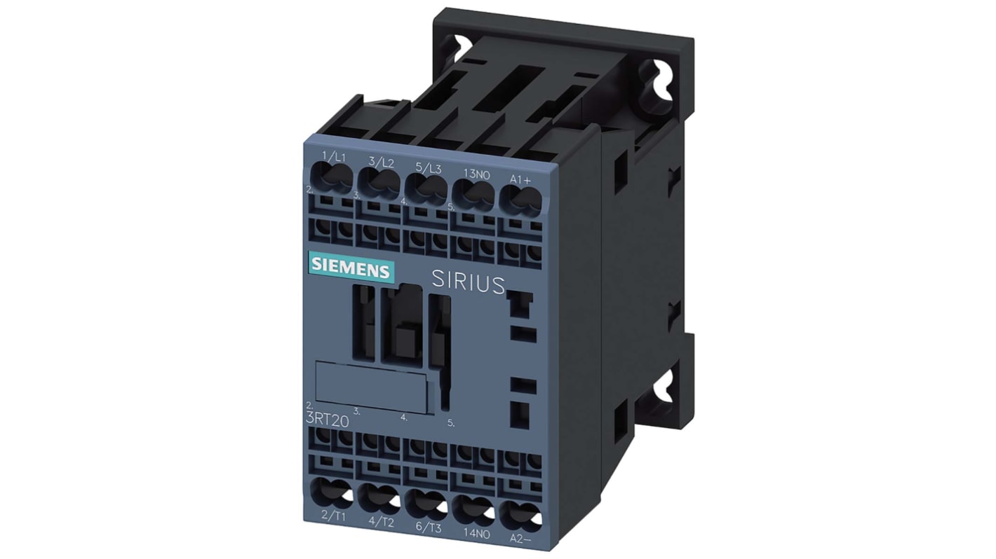 Siemens SIRIUS 3RT Size S00, 3RT2 Contactor, 24 V dc Coil, 3-Pole, 7 A, 3 kW, 1NO