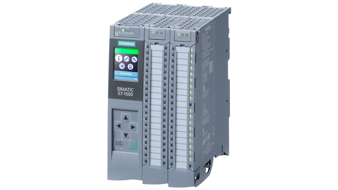 Controlador lógico Siemens SIMATIC S7-1500, 16 (Digital) 5 (Analógico) entradas tipo Analógico, digital, 2 analógico,