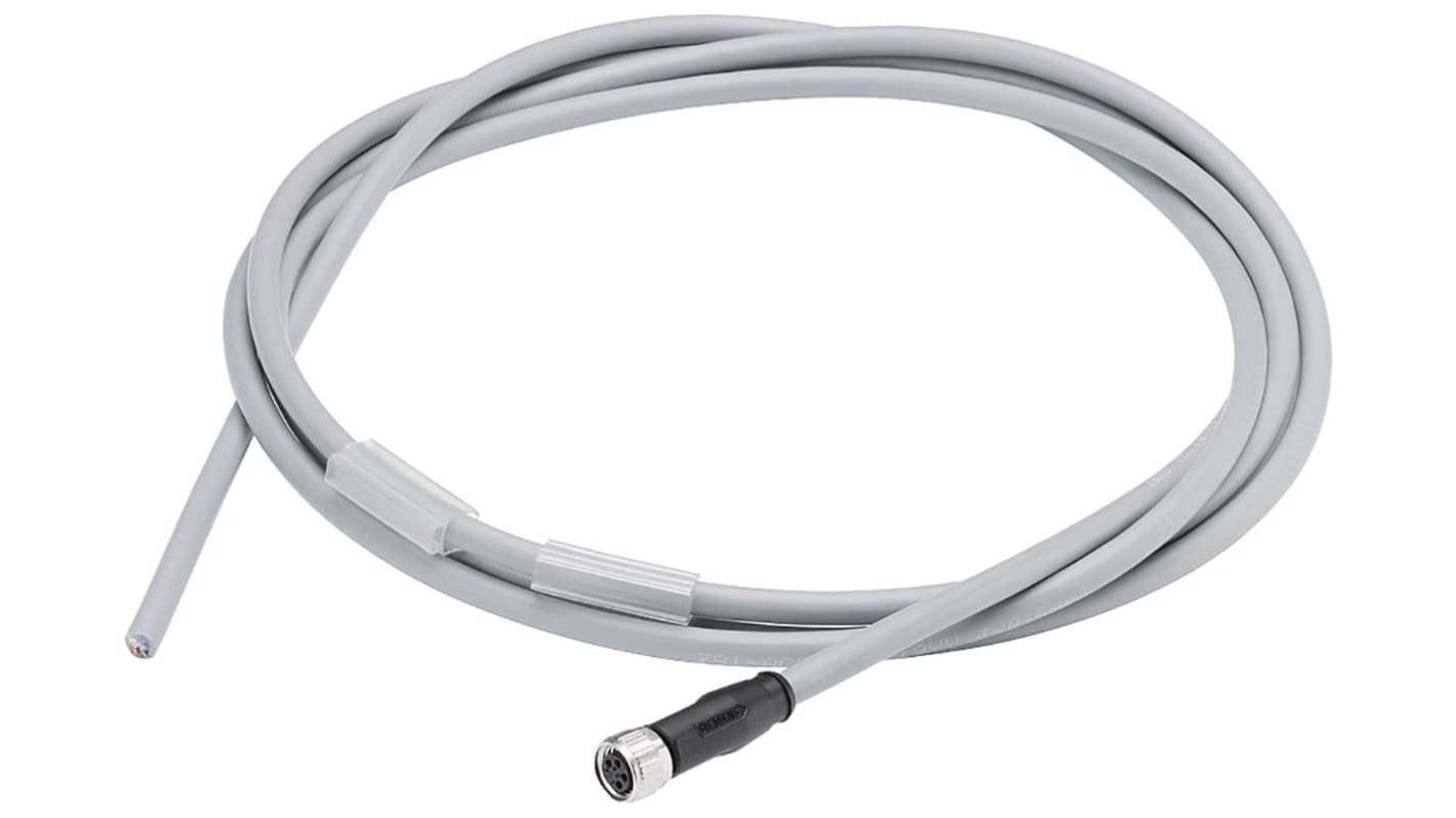 Siemens M8 to Female 4 way Unterminated Sensor Actuator Cable, 2m