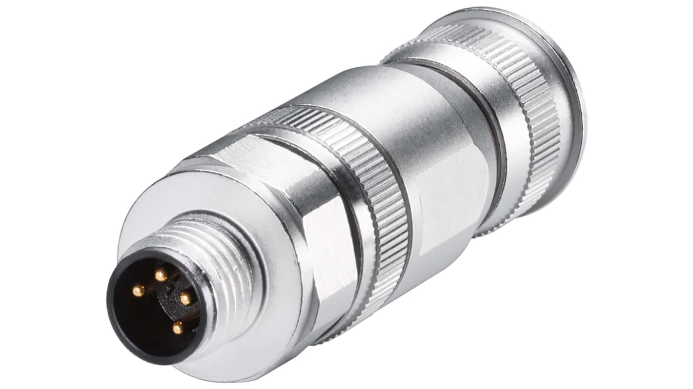 Siemens M8圆形连接器插头, 4芯, 快速连接端接, IP65，IP67, 6ES系列