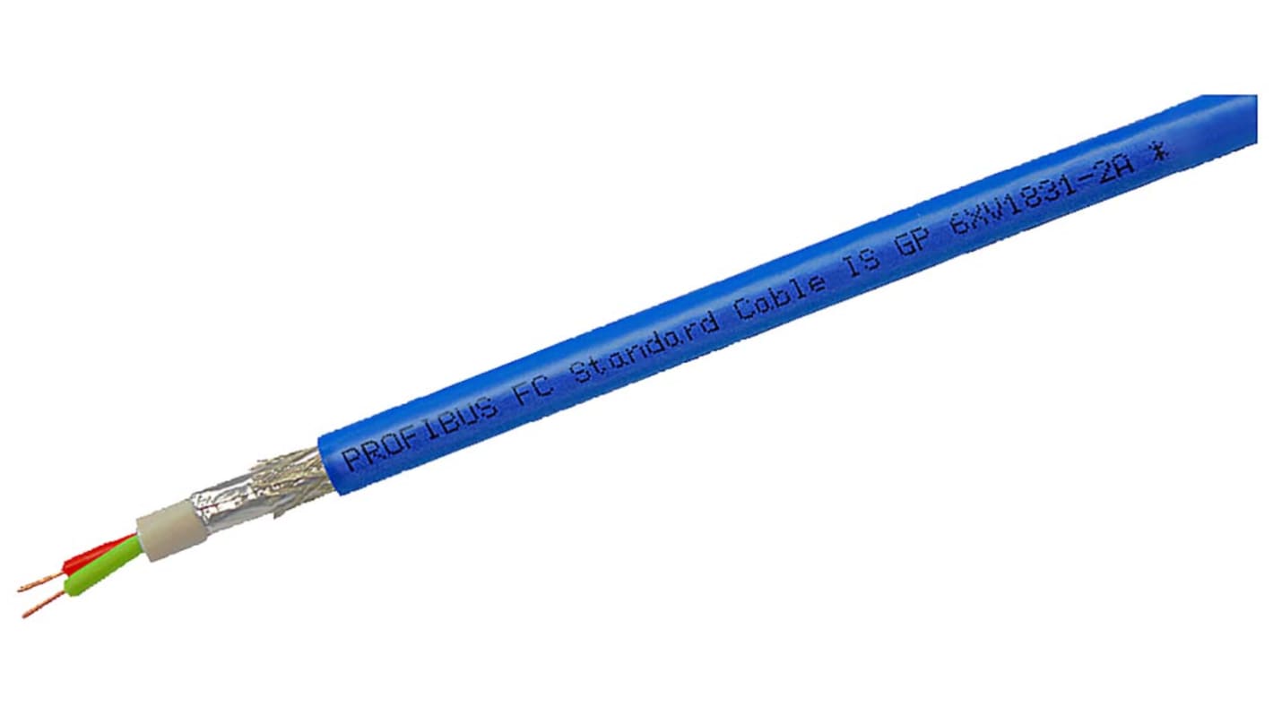 Siemens 2芯屏蔽线 50.26 mm² 数据电缆, 6XV1831系列, PVC蓝色护套