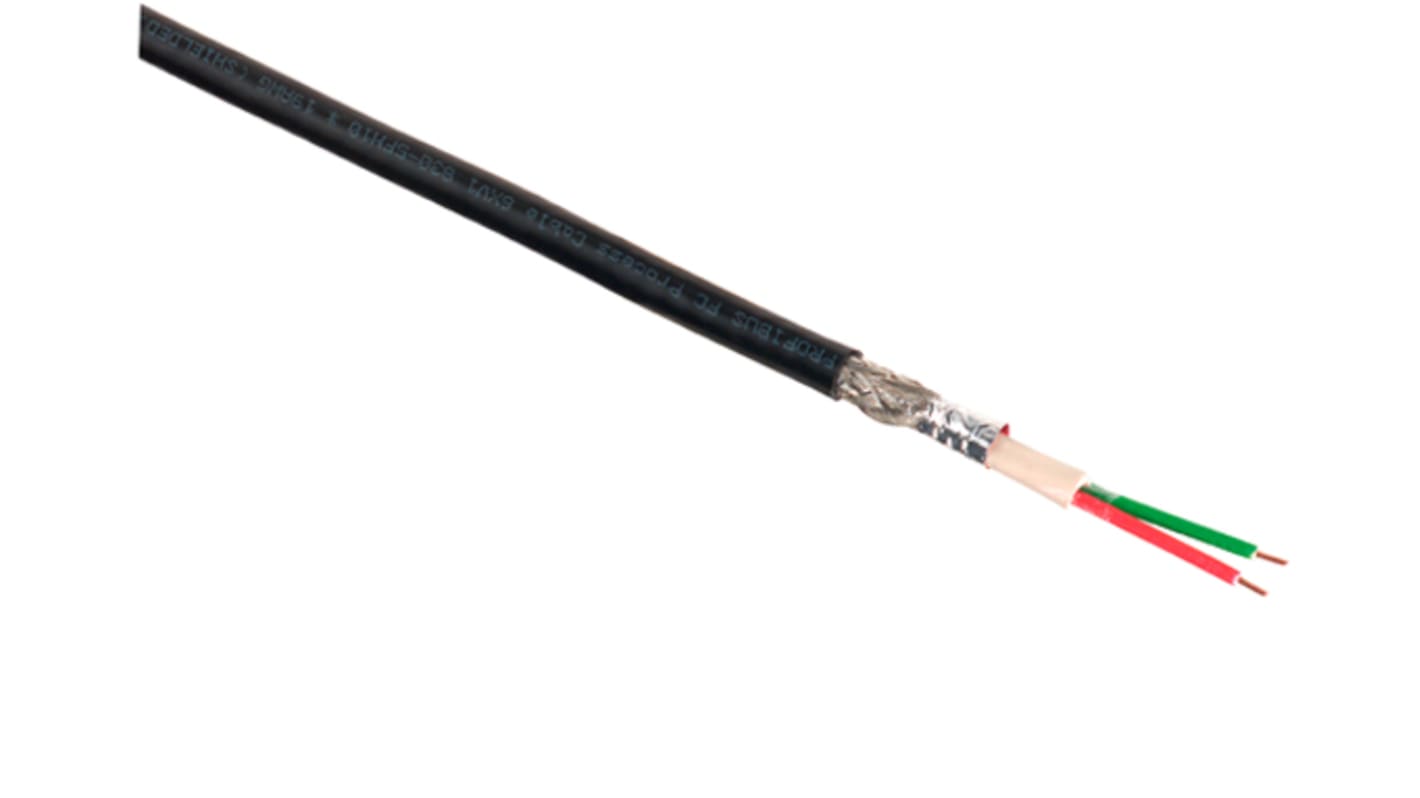 Cable de datos apantallado Profibus Siemens 6XV1830 de 2 conductores, 50,26 mm², long. 20m, Ø ext. 8mm, funda de PVC