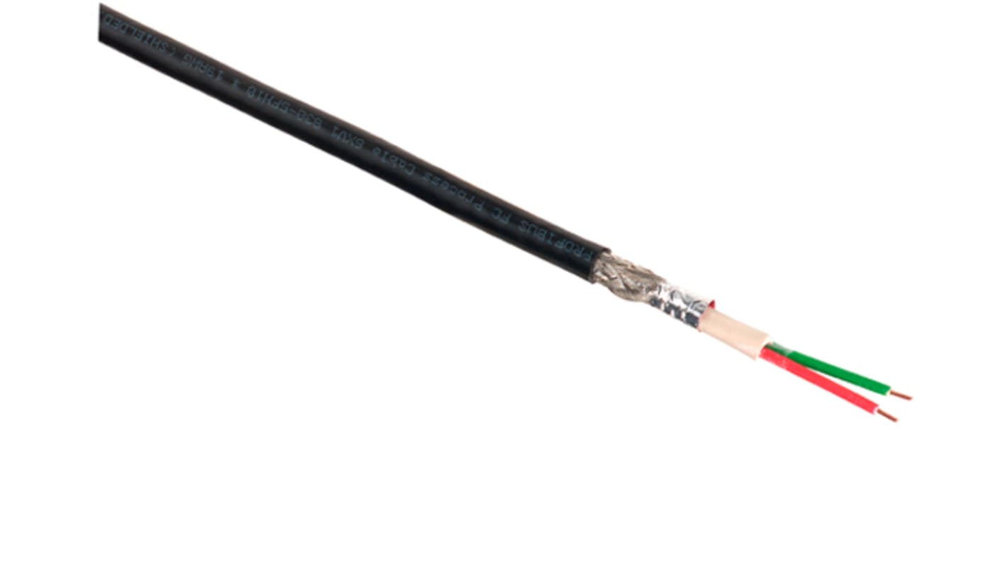 Siemens 2芯屏蔽线 50.26 mm² 数据电缆, 6XV1830系列, PVC黑色护套