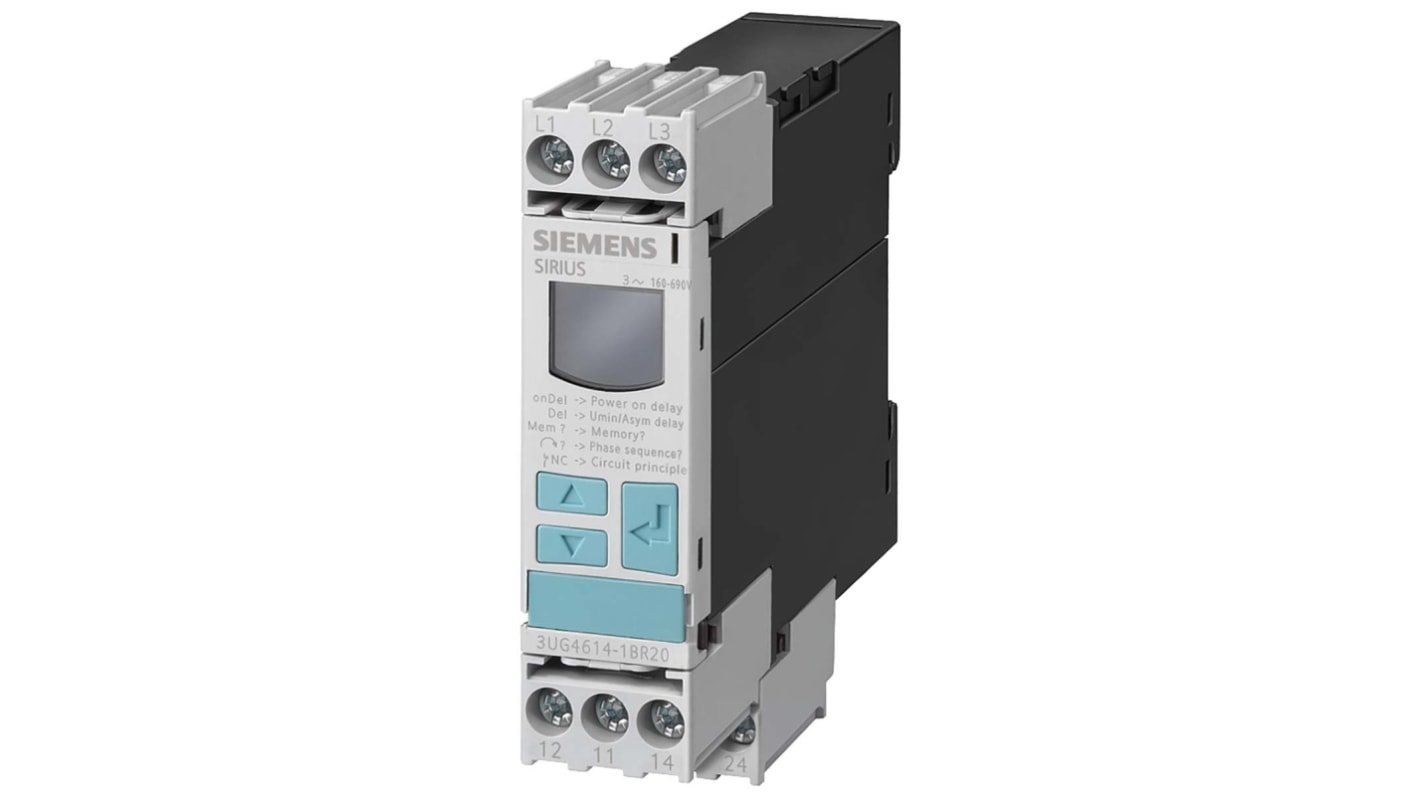 Siemens Voltage Monitoring Relay, 3 Phase, DPDT, DIN Rail