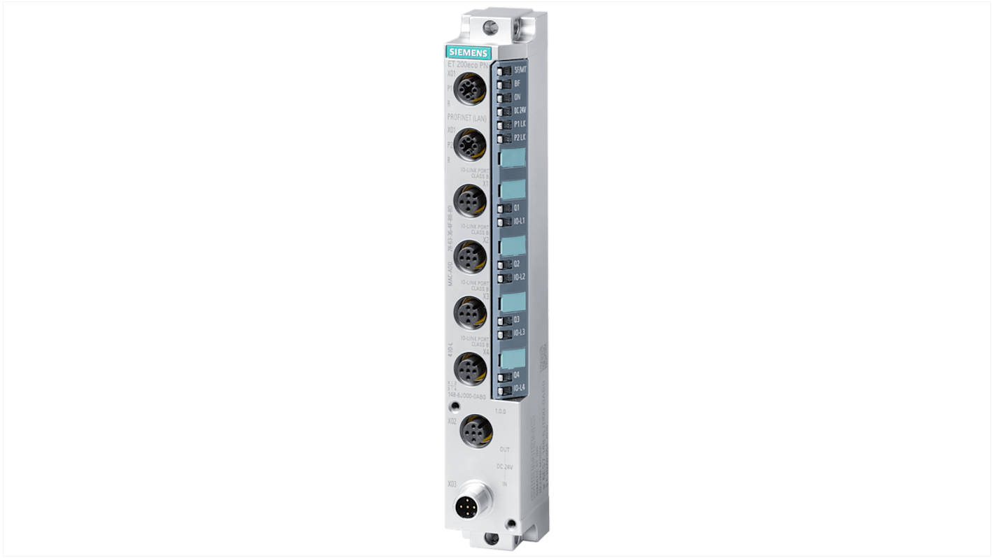 Siemens M12传感器分线盒, 4端口, Ethernet, 24V 直流, 6ES7系列
