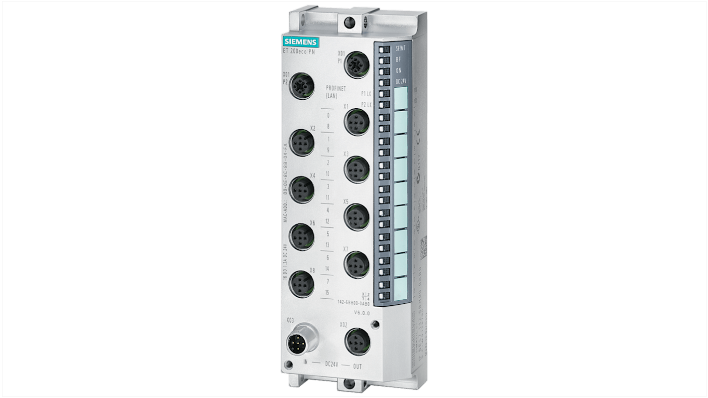 Scatola sensore Siemens, 10 porte, connettore M12, Ethernet