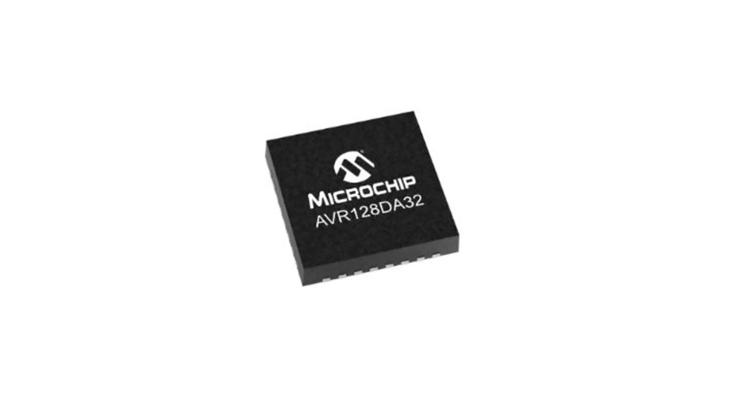 Microcontrolador Microchip AVR128DA32-I/PT, núcleo AVR de 8bit, RAM 16 kB, 24MHZ, TQFP de 32 pines