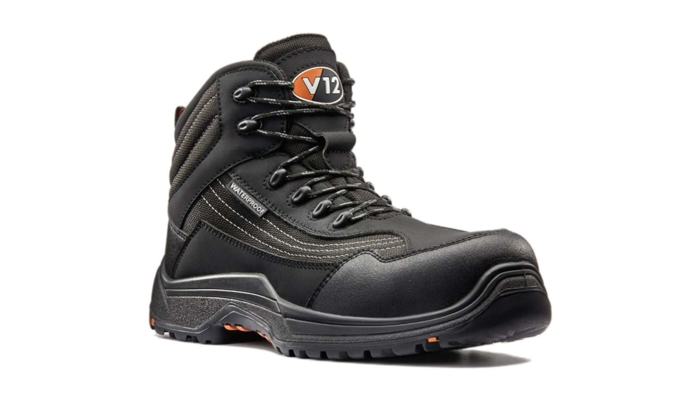 V12 Footwear V1501.01 Black Non Metal Toe Capped Unisex Safety Boots, UK 5, EU 38