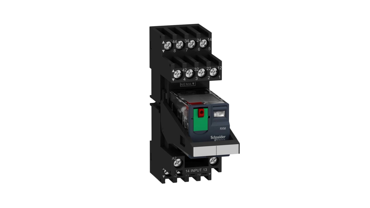 Schneider Electric Harmony Relay RXM Interface Relais 24V ac, 4-poliger Wechsler DIN-Schienen