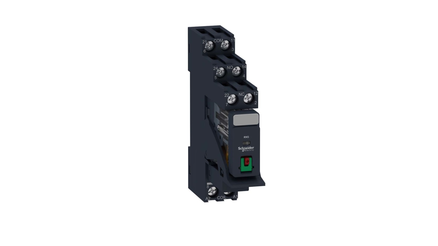 Schneider Electric Harmony Relay RXG Series Interface Relay, DIN Rail Mount, 24V ac Coil, DPDT, 5A Load
