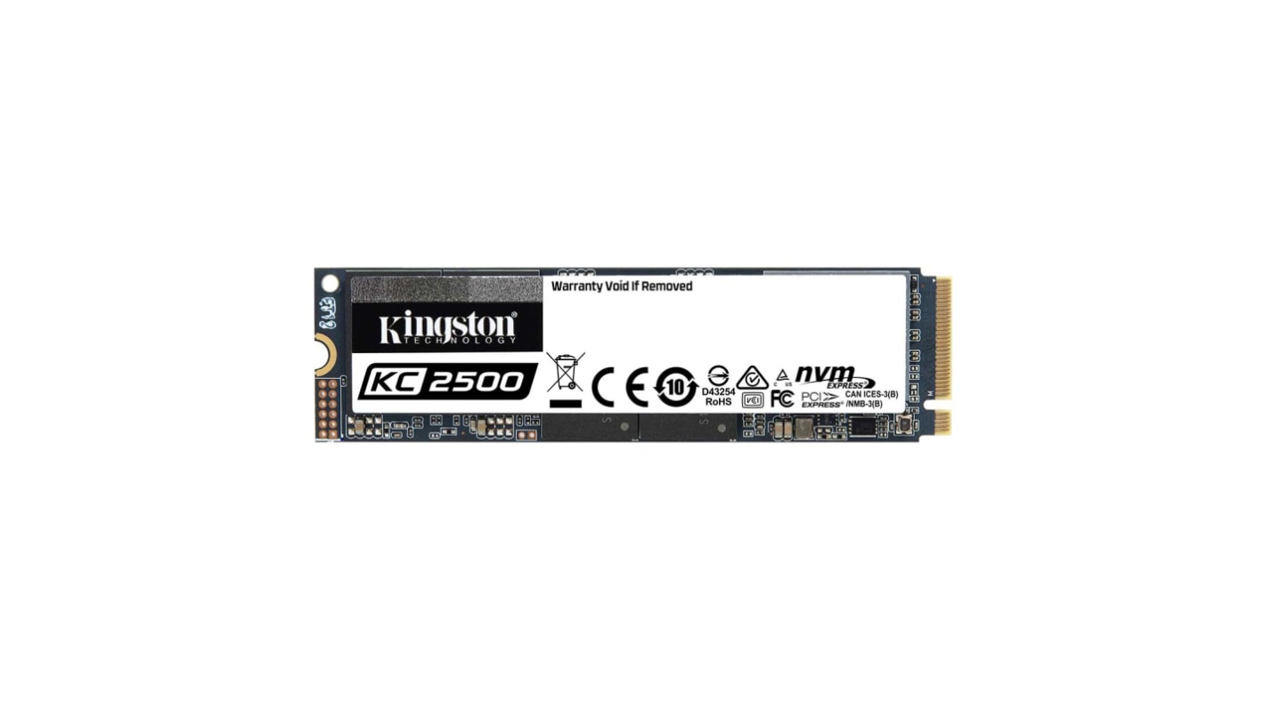 Kingston 500 GB固态硬盘 SSD, NVMe PCIe Gen 3 x 4接口, M.2 (2280), KC2500 、 SKC2500M8, 3D TLC