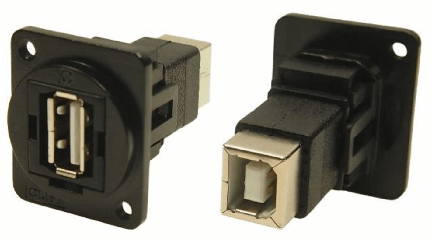 Złącze USB przelotowe A to B Montaż na panelu Żeński 2.0 ,1-portowe