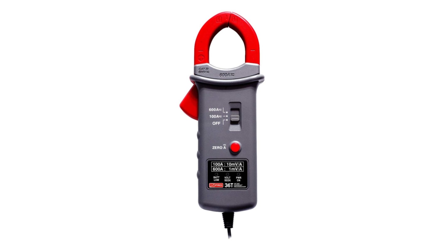 RS PRO AC/DC Stromzange Ø 35mm, CAT III 600V / 600A ac, Auflösung 0,1 A, DKD/DAkkS-kalibriert