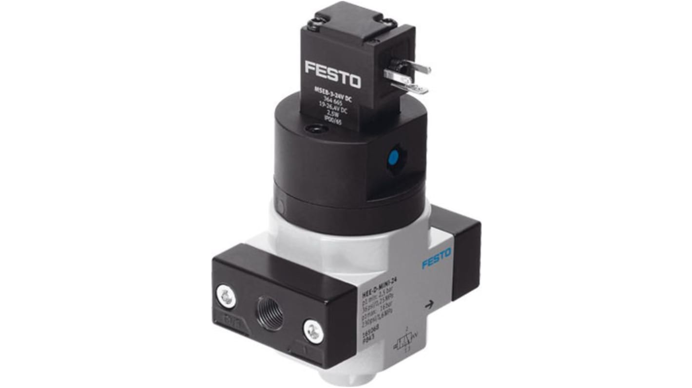 Festo Locking Shut-Off Valve 3/2 Closed, Monostable Pneumatic Manual Control Valve HEE Series, G 3/8, 3/8, 165074