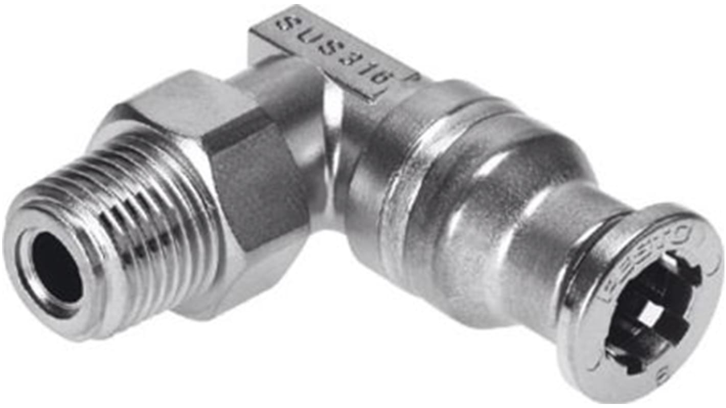 Festo CRQSL Series Elbow Threaded Adaptor, R 1/8 Male to R 1/8 Male, Threaded Connection Style, 162872