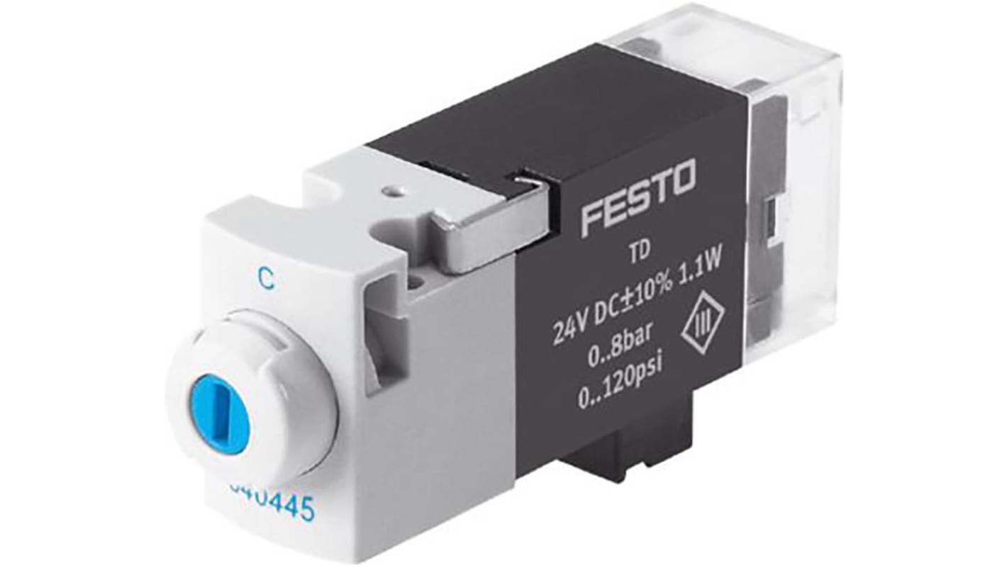 Válvula de control de accionamiento piloto de solenoide neumática Festo, Serie MHA1, Función 3/2 Closed, Monostable,