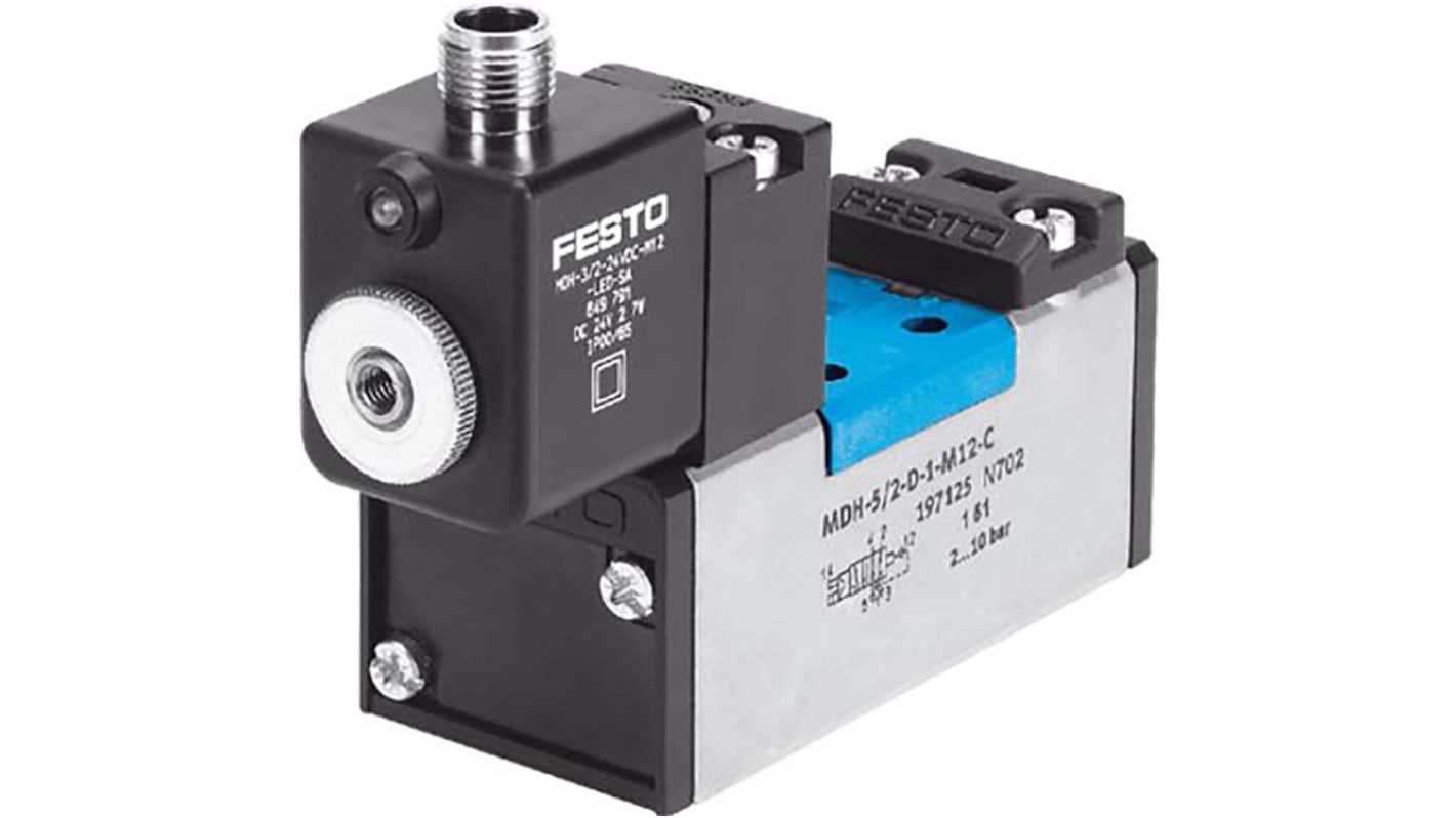 Festo 5/2 Monostable Pneumatic Solenoid/Pilot-Operated Control Valve - Electrical MDH Series, 533011