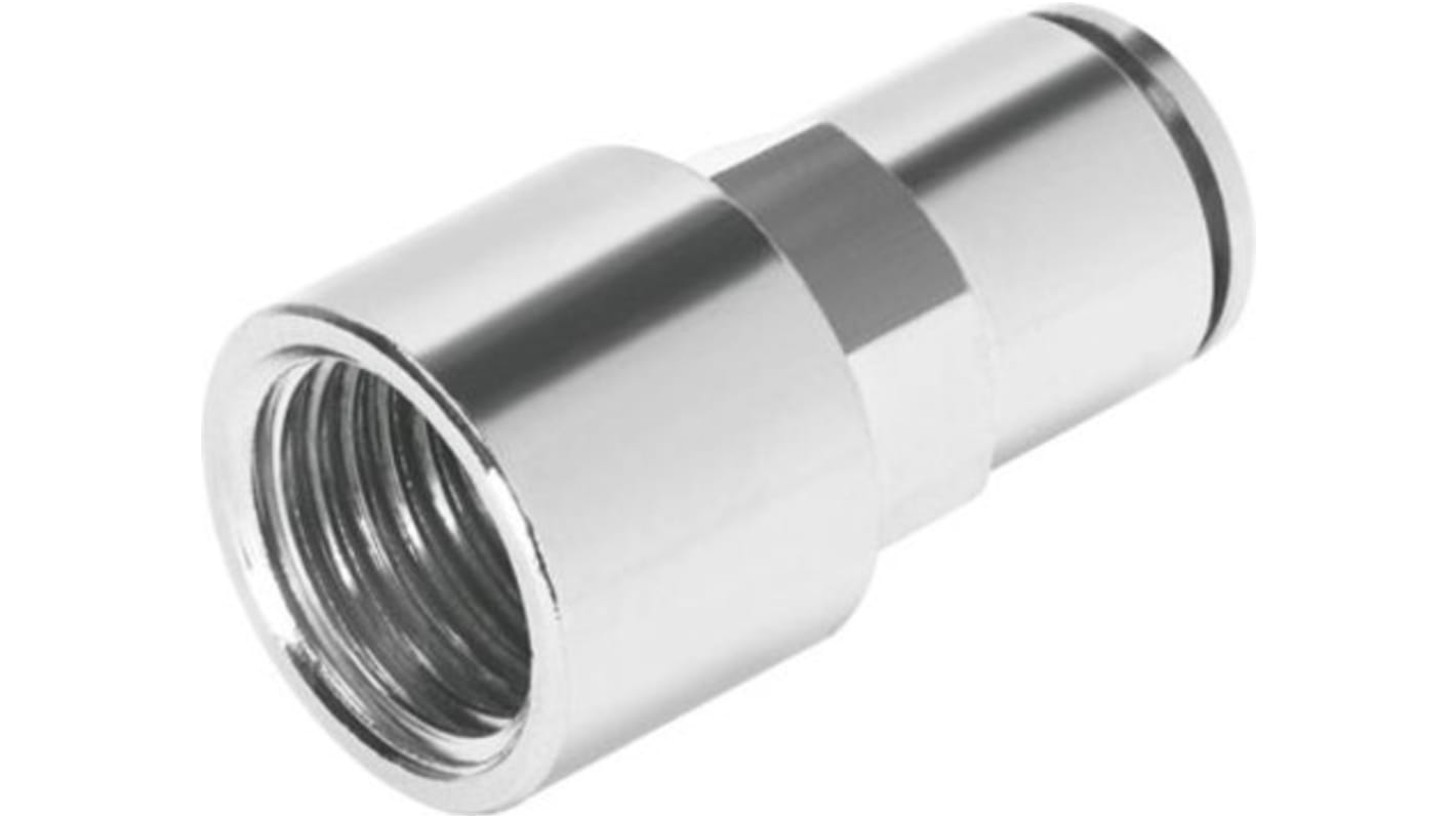 Festo Straight Threaded Adaptor, G 1/4 Female to Push In 8 mm, Threaded-to-Tube Connection Style, 558679